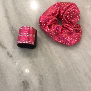 Rhinestone hair scrunchie and cuff